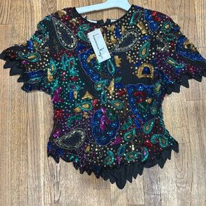 Laurence Kazar sequin shirt. Marked size XL.